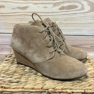 Vionic Bootie Women 8.5 Becca Comfort 2.5" Wedge Elevated Lace Up Tan Boho Chic